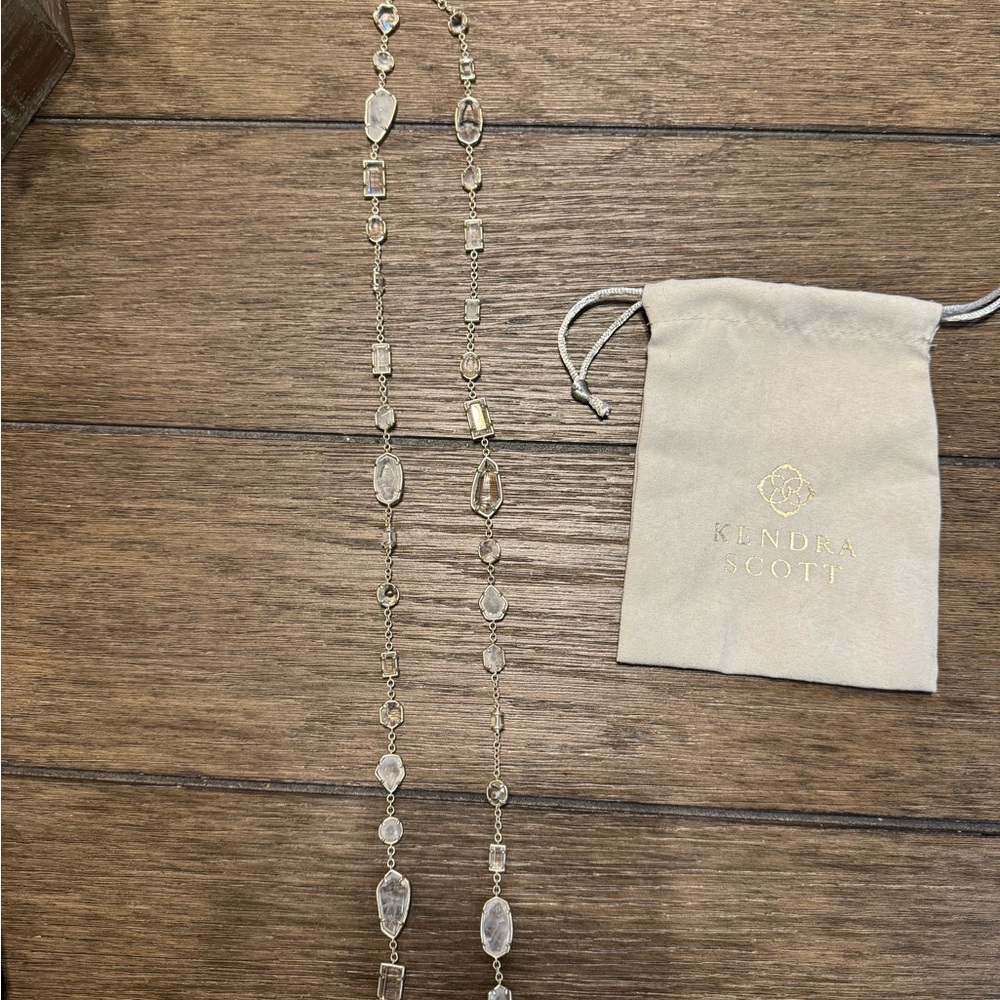 Kendra Scott Necklace in Silver with Clear and Cloudy Stones